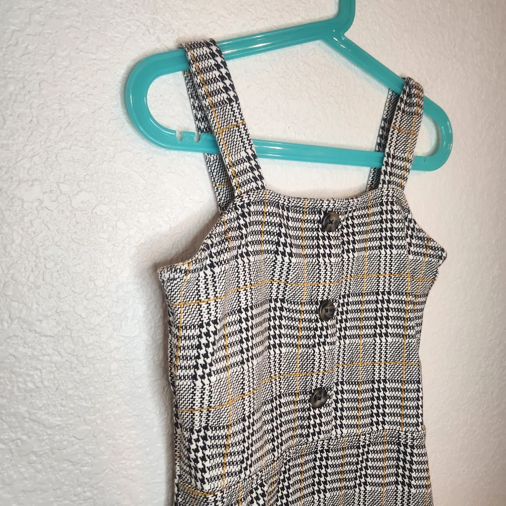 Max Girl Girls Plaid Button-Front Sundress in Beige and Black 8-9 yrs
